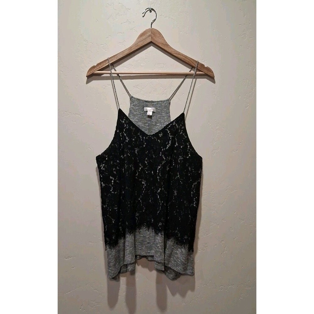 Alt Mall Goth, Dark Coquette, Boho Chic Lace Overlay Strappy Tank Top Size L